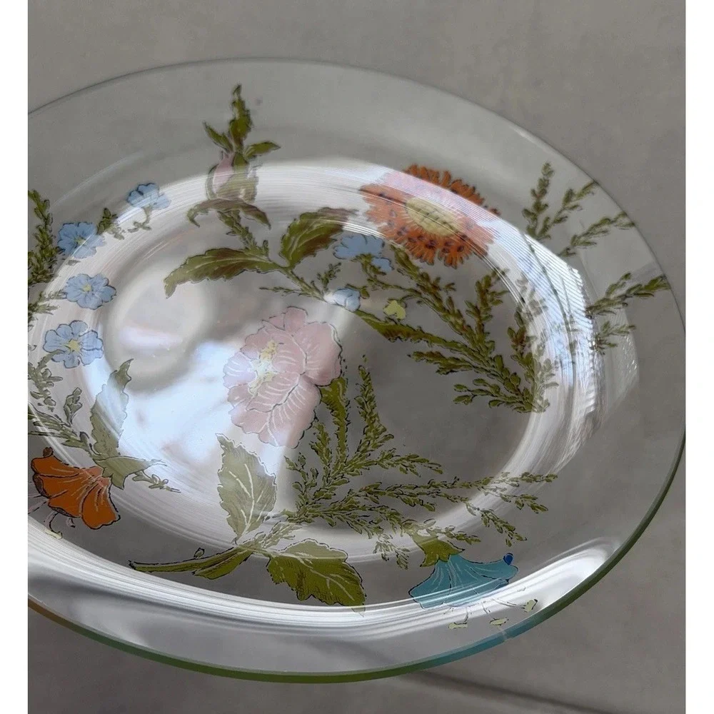 Vintage Arcoroc France Dorothy Thorpe Style Wildflower Plates ~7 inch, Set of 5